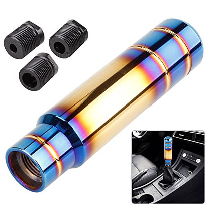 BARTOO Aluminum Alloy Heavy Weighted Shifter Knob, 5" Auto Gear Shift Knob, Car Gear Lever Stick Shifter Handle,with 3 Threaded Adapters M8 M10 M12,Fit Most Automatic Manual Vehicle(Gold Plated) - color: Gold plated