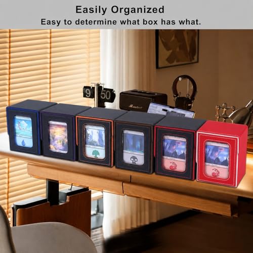 AFIING MTG Deck Box for Commander Display,Card Deck Box Fits 60+ Double Sleeved Cards or 100+single sleeved cards, Magic Commander TCG Card Storage Box with 2 Dividers,Dice Bag(Red/White) - color: Commander Red White