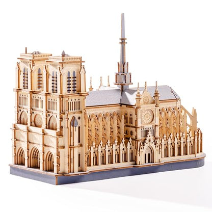 Rowood 3D Puzzles for Adults,Wooden Architecture DIY Model Kit Building Set for Adults, Notre-Dame de Paris Cathedral and Castle Collection,Birthday for Women Friends - style: Paris Cathedral