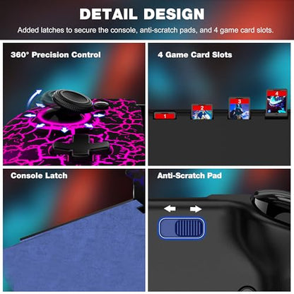LIFUFUTEE Switch Controllers, Wireless Switch Pro Controller Replacement for Nintendo Switch Controller/OLED, Hall Effect One-Piece Joypad Controller with Programmable/Dual Vibration/Turbo/Wakeup - color: Black Crack, size: Switch 1 - 6.2"/7"