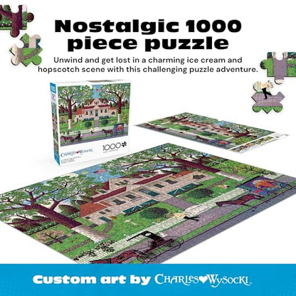 Buffalo Games Charles Wysocki - Ice Cream & Hopscotch - 1000 Piece Jigsaw Puzzle - 26.75 x 19.75 in, Bonus Poster - Adult Jigsaws - Recycled Board - 1000 Piece Puzzle for Adults