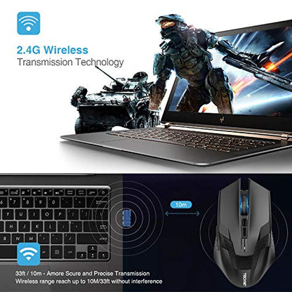 TECKNET Wireless Mouse-USB Ergonomic Optical Cordless Mouse with 8 Buttons,12-Month Battery Life,4800 DPI Optical Tracking,High-Precision 5 Adjustable DPI for PC/Mac/Laptop