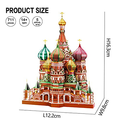 Piececool 3D Metal Puzzle Model Kits Saint Basil’s Cathedral Metal Building Kit for Adults, Brain Teaser DIY Model for Teens Man Woman Family-711 Pcs - color: Multicolors