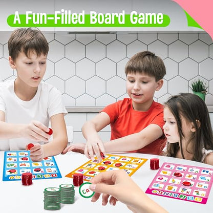 SpriteGru Alphabet & CVC Bingo Game, 12 Bingo Board ABC Letters, CVC Words Phonetic Game, Letters Phonetic Awareness Early Educational Learning Toys - Ages 4 and up, Perfect for Classroom & At Home - style: Alphabet & CVC Bingo Game