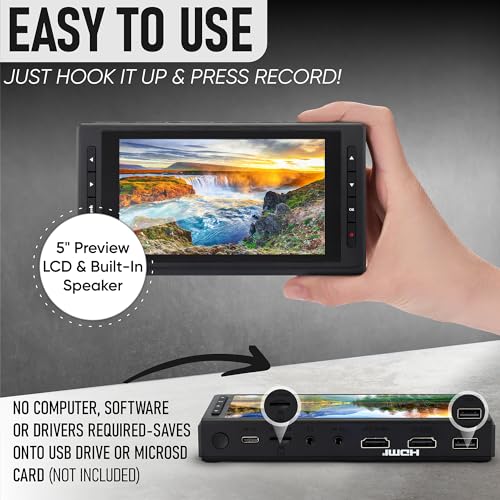SoundBeast 4K HD Video Capture Box - Capture or Live Stream Video (with Audio) from HDMI [Content-Protected Sources Not Supported], AV, VHS, VCR, DVD, Camcorders, Hi8, MiniDV - 5" LCD & Speaker