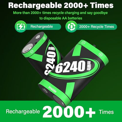 Rechargeable Battery Pack for Xbox Controller, 2x6240mWh Rechargeable Batteries Pack for Xbox One/Xbox Series X|S Xbox One S/Xbox One X/Xbox One Elite Controller Accessories Play and Charge Kit