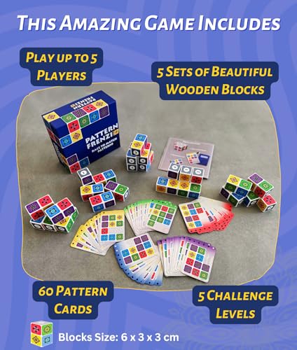 Pattern Matching Board Game for Kids & Adults, Family Night Board Games, Block Puzzle Games for Kids, Ages 3+ to 99 yrs, Play 1 to 5 Players, Unlimited Puzzle Cards, Perfect All Occasion Gift