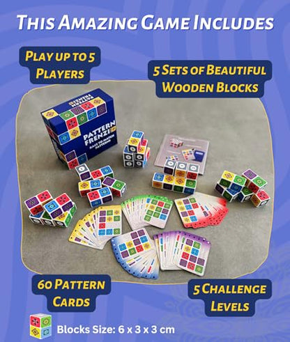 Pattern Matching Board Game for Kids & Adults, Family Night Board Games, Block Puzzle Games for Kids, Ages 3+ to 99 yrs, Play 1 to 5 Players, Unlimited Puzzle Cards, Perfect All Occasion Gift