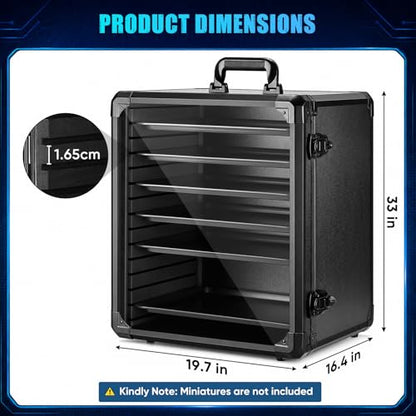 ONULISS Miniature Storage Case Miniatures Transport Case Aluminum Alloy Frame with Side Mesh Pouch 6 Trays (X-Large Size) - size: X-Large