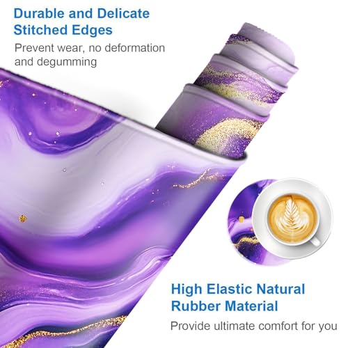 Large Mouse Pad and Keyboard Wrist Rest, Desk Pad for Keyboard and Mouse, 4-in-1 Large Gaming Mouse Pad with Wrist Support, Desk Mat for Home Office Study Game,Purple and Gold Marble - color: Purple and Gold Marble