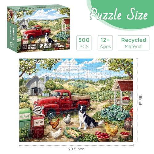 500 Piece Puzzle for Adults, Farm Scene Jigsaw Puzzles - style: Farm Scene