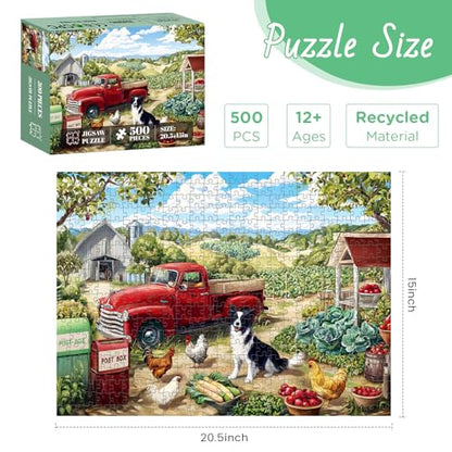 500 Piece Puzzle for Adults, Farm Scene Jigsaw Puzzles - style: Farm Scene