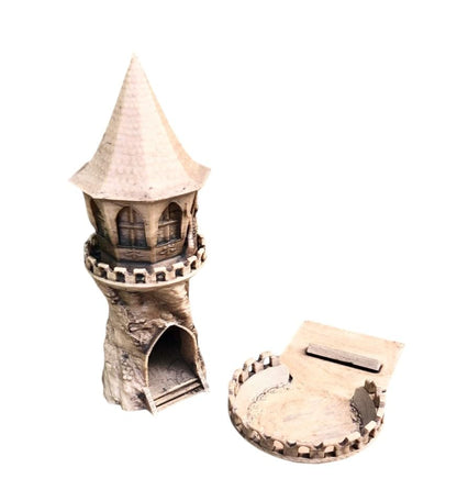 Fae Villa Dice Tower, Medieval Castle Design, Stained Wood Gaming Accessory, Tabletop RPG Dice Rolling Tower