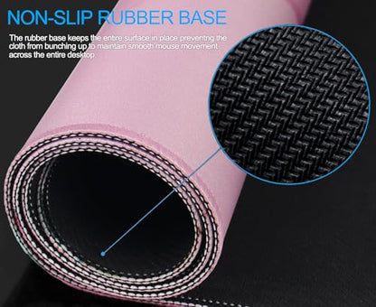 Large Mouse Pad, Gaming Pad with Non-Slip Rubber Base, Waterproof Mousepad with Stitched Edges, XXL Computer Long Keyboard Mouse Mat for Gamer, Office & Home, 31.5" x 15.7", Marble Pink - color: Marble Pink, size: 31.5L x 15.7W inches