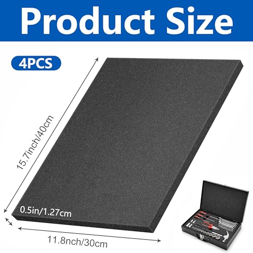 4 Pcs Black Polyurethane Foam Sheet, Cuttable Foam Inserts for Cases | 4 Pcs Black Polyurethane Foam Sheet, Cuttable Foam Inserts for Cases - color: 16x12x0.5Inch - 4Pcs