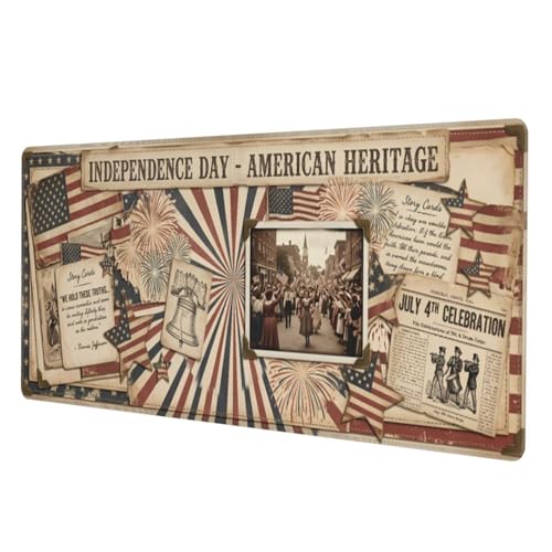 Independence Day American Flag Gaming Mouse Pad, Large Extended Desk Mat (31.5x11.8 in), Non-Slip Rubber Base Stitched Edges Mousepad - color: 11