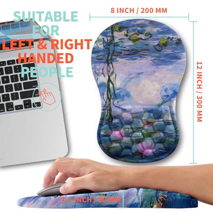 Ergonomic Mouse Pad Wrist Support with Memory Foam Massage Bulge, Carpal Tunnel Pain Relief Mousepad Wrist Rest for Mouse(12x8 inch, Lotus Pond) - color: Kg035-lotus Pond