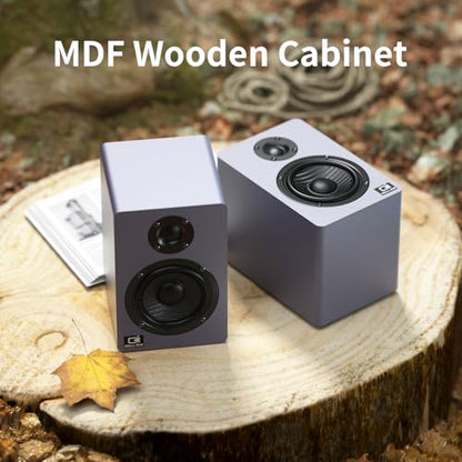 H2 Bookshelf Speakers, 60W Stereo, Record Player/Computers Speakers, DSP, Carbon-Fiber Woofer, Silk Tweeter, Optical/USB-C/AUX, Bluetooth 5.3, Slate Blue - color: slate blue