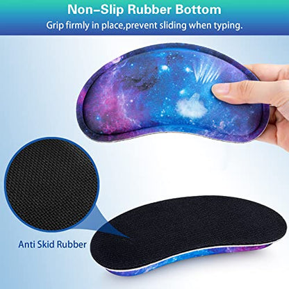 Mouse Wrist Rest, Canjoy 2 Pack Wrist Rest for Mouse Memory Foam Wrist Pad | Soft Fabric Mouse Wrist Rest Pad Support Cushion with Anti-Skid Rubber Base,Ergonomic Pain Relief Mouse Hand Rest - color: Blue Galaxy