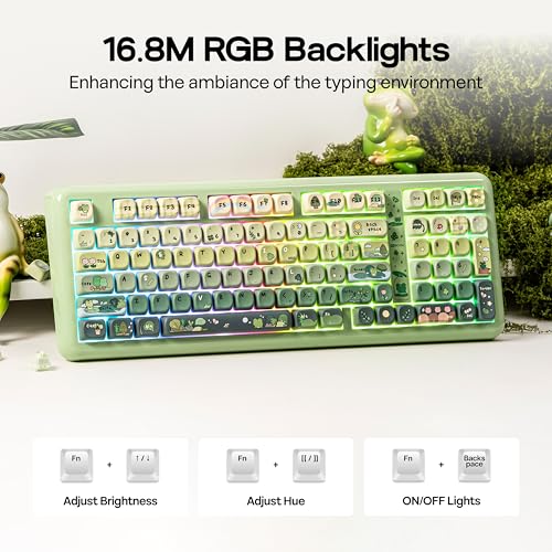 KiiBoom Phantom98 Lite 96% Wireless Mechanical Gaming Keyboard, VIA Programmable, Creamy Keyboard with Gasket, 8000mAh Battery, Hot Swap, RGB Backlits, NKRO for Win/Mac (Green, Mossy Silent Switch) - color: Green, size: Mossy Silent Switch
