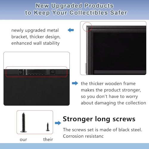 VERANI 35 Graded Sports Baseball Card Display Case Wall Mount Black | Lockable Trading Card Wall Cabinet,98% UV Block Acrylic Panel,Premium Wood Frame,Vertical Wall Mount Only - size: Large-Vertical-Black
