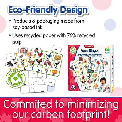 The Learning Journey: Match It! Bingo - Farm - Reading Game for Preschool and Kindergarten 36 Picture Word Cards - style: Farm