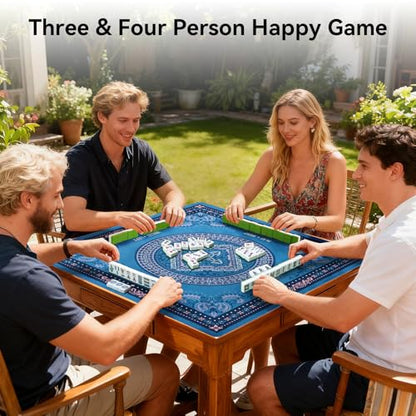 32.4x32.4 Inch Mandala Mahjong Mat with 3MM Noise Reduction | Rubber Anti Slip for Poker, Card, Board & Tile Games, Dominoes, Ships Rolled No Creases Mahjong Gifts - color: Peacock Blue