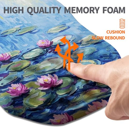 Ergonomic Slope Mouse Pad Wrist Support, Wrist Rest Mousepad for Carpal Tunnel Pain Relief with Massage Bulge and Slow Rebound Memory Foam (12x8 inch, Lotus Pond) - color: Am039-lotus Pond