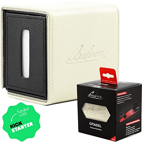 Quiver Time White Citadel Deck Block for Magic: the Gathering Cards - TCG 100+ Premium Commander Deck Box, MTG Deck Box for Cards, Dice & Tokens, Custom Divider, Magnetic Closure - color: Ivory-White