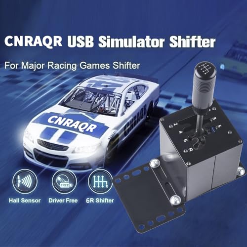 CNRAQR PC USB Simulator Shifter 6+R H Gear Shifter with Desk/Chair Mount Bracket Plate for Gear shift PC Windows Steering Compatible with LO GITECH G29/G27/G25/G920, T300RS/GT Wheel - color: 6R+Plate