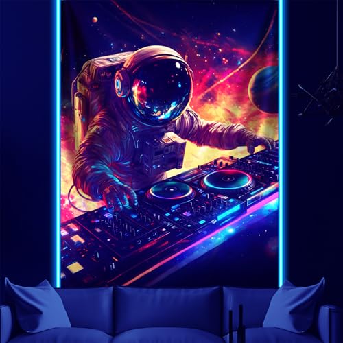 NYZE Astronaut Space Tapestry for Bedroom, Glow in the Dark Room Decor Wall Tapestries, Cool Galaxy Planet Wall Hanging, Wall Hanging for Men Guys Gamer Room Dorm Living Room 44in×60in - color: Astronaut G, size: 44"L x 60"W
