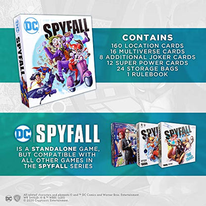 DC Spyfall - The Perfect Party Game - Find The Joker Before Time Runs Out - for 3 to 8 Players - Board Games for Teens and Adults - Featuring Batman, Superman, Wonder Woman, and More - Ages 13+