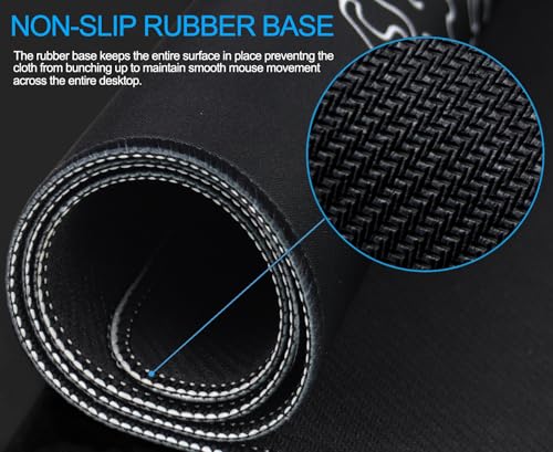 Large Gaming Mouse Pad, Waterproof Mousepad with Stitched Edges, Non-Slip Rubber Base, XXL Computer Long Keyboard Mouse Mat for Gamer, Office & Home, 31.5" x 15.7", Waves - color: WAVES, size: 31.5 inches x 15.7 inches