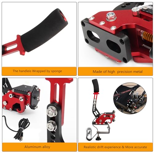 YESHMA 64 Bit USB Handbrake with Clamp PC Handbrake & Non-Contact Plus Hall Sensor Compatible With G25/27/29/920/923 T500 T300,Professional Gaming Peripherals using for Racing Games