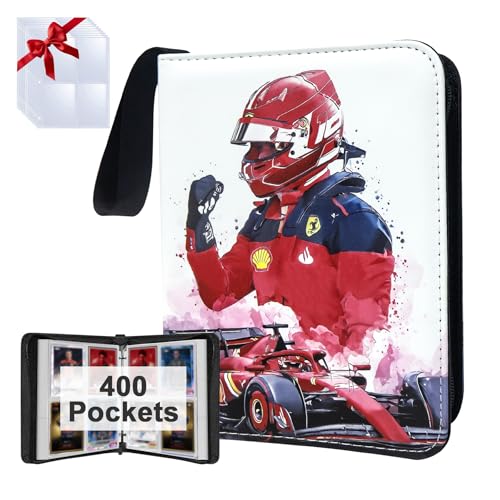400 Pockets Race Card Binder for Trading Cards,Portable Waterproof Storage Bag with Removable Sleeves for Sports Cards Collectors - color: F1-400 Cards, size: 4 Pocket