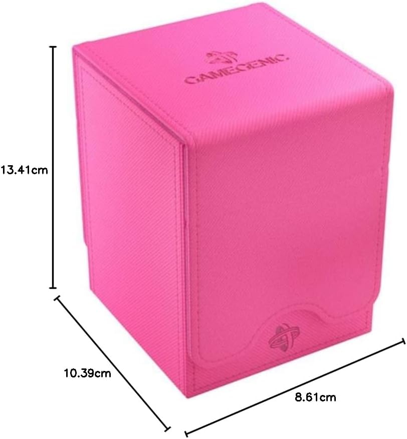Squire 100+ XL Convertible Deck Box | Card Storage Box with Removable Cover Clips | Holds 100 Double-Sleeved Cards in Extra Thick Inner Card Sleeves | Pink Color | Made by Gamegenic (GGS20103ML) - color: Pink