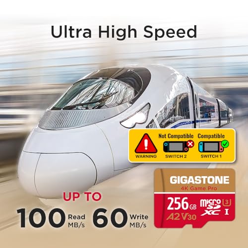 [5-Yrs Free Data Recovery] GIGASTONE 256GB Micro SD Card, 4K Game Pro, MicroSDXC Memory Card for Nintendo-Switch 1, GoPro, Action Camera, DJI, UHD Video, R/W up to 100/60MB/s, UHS-I U3 A2 V30 C10 - color: 256GB Game Pro 1-Pack