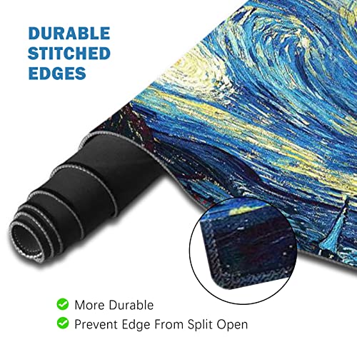 ToLuLu Large Mouse Pad, Memory Foam Keyboard Mouse Wrist Rest Support Set | Ergonomic Desk Mat with Stitched Edges, Gaming Extended Non-Slip Base Mousepad for Home Office, Van Gogh Starry Night - color: Van Gogh Starry Night
