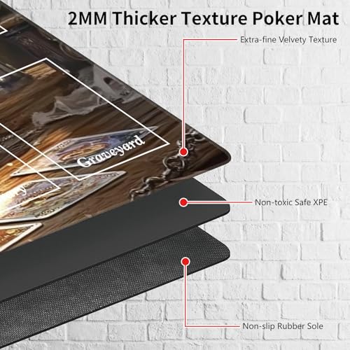 MTG Playmat with Magic Zone 27.5 x 15.7in Includes Storage Bag,TCG Playmat with Soft Surface Premium Non-Slip Rubber Backing Stitched Edges Durable Gaming Mat,Cat Playing Cards - color: Cat Playing Cards, size: 27.5"×15.7"With Zones