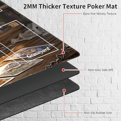 MTG Playmat with Magic Zone 27.5 x 15.7in Includes Storage Bag,TCG Playmat with Soft Surface Premium Non-Slip Rubber Backing Stitched Edges Durable Gaming Mat,Cat Playing Cards - color: Cat Playing Cards, size: 27.5"×15.7"With Zones