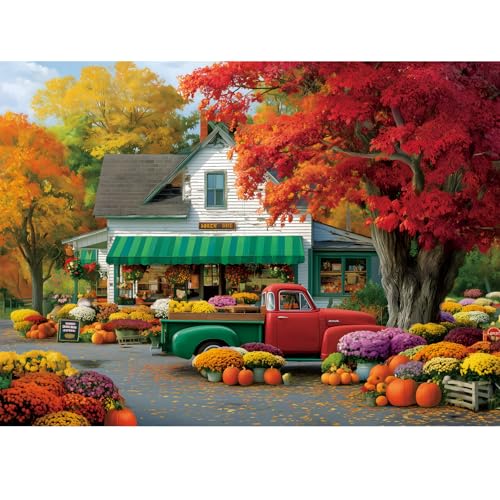 300 Piece Puzzle for Adult,Autumn Flower Shop Puzzle for Adults Kids Seniors,Fall Country Recycled Cardboard Jigsaw Puzzle 300 Piece Children,Family Activity Great Gift for Family Friends 20.5 * 15 in - color: View