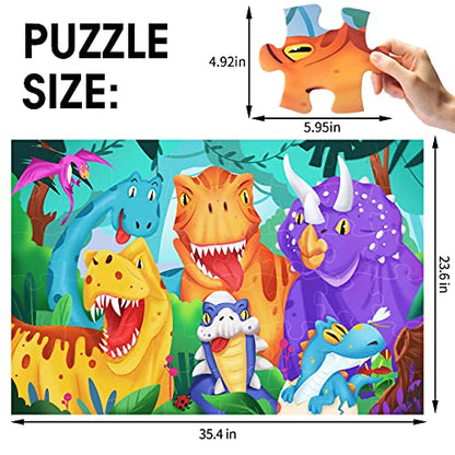 Jumbo Floor Puzzle for Kids,48 Piece Dinosaur Jigsaw Puzzle Ages 3-8 | Large Puzzle,Extra-thick Cardboard,Preschool Learning Toy,35x24 in Completed,Ages 3-8,Birthday Gift for Boys and Girls - style: Dinosaur