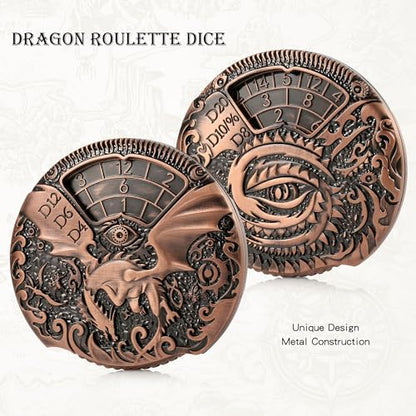 DND Spinner Dice DNDND 7-in-1 Fidget Spinner Metal D&D Dice Set with Gorgeous Gift Box for Dungeons and Dragon and Tabletop Game (Copper) - color: Dragon Copper