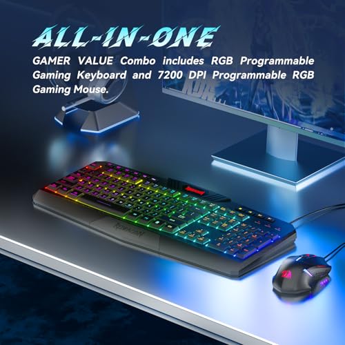 Redragon S101-3 PRO Gaming Keyboard and Mouse, RGB Backlit Programmable Keyboard Mouse with Software, Independent Macro Record Keys, Value Combo Set, New Update Version - color: Black