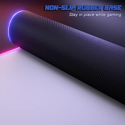 ITNRSIIET RGB Gaming Mouse Pad, Full Desk XL Extended Large Gaming Mousepad, 12 Lighting Modes 30% Thicker Big LED Desk Mat for Gamers, 32 x 12 inches, White - color: White