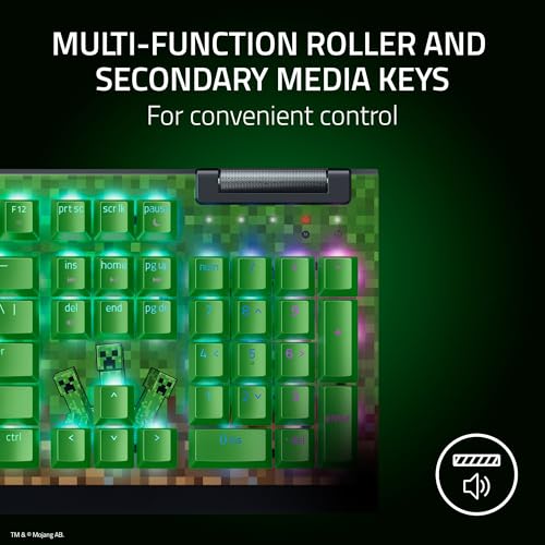 Razer BlackWidow V4 X Mechanical Gaming Keyboard, Minecraft Edition | Green Switches Tactile & Clicky, 6 Macro Keys, Chroma RGB, Doubleshot ABS Keycaps, Sound Dampening & Stabilizers - color: Minecraft Edition