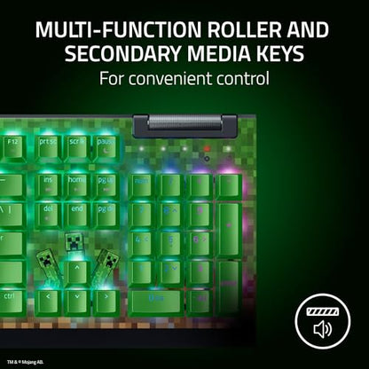 Razer BlackWidow V4 X Mechanical Gaming Keyboard, Minecraft Edition | Green Switches Tactile & Clicky, 6 Macro Keys, Chroma RGB, Doubleshot ABS Keycaps, Sound Dampening & Stabilizers - color: Minecraft Edition