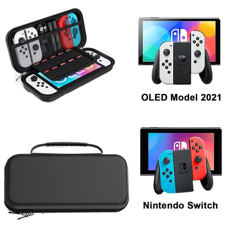For Nintendo Switch OLED/Switch Hard Carrying Case, 10 Game Card Slots, ABS Hard Shell, Portable Travel Bag with Handle, Shockproof & Waterproof Protective Storage Pouch for Console, Joy-Cons - size: For Nintendo Switch 1