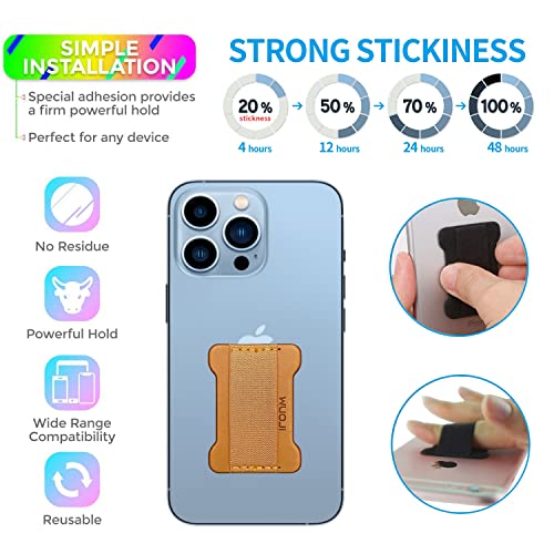 Universal Phone Grip for Smartphones - Phone Holder for Hand for Back of Phone - Wireless Charging Compatible (Brown) - 2Pack - color: Light Brown