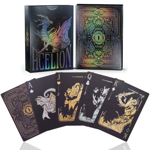 WJPC Easy Shuffling Plastic Waterproof Playing Cards,Cool Black Dragon Poker Cards for Game and Party, Deck of Cards（Dragon - color: 1215longkuan